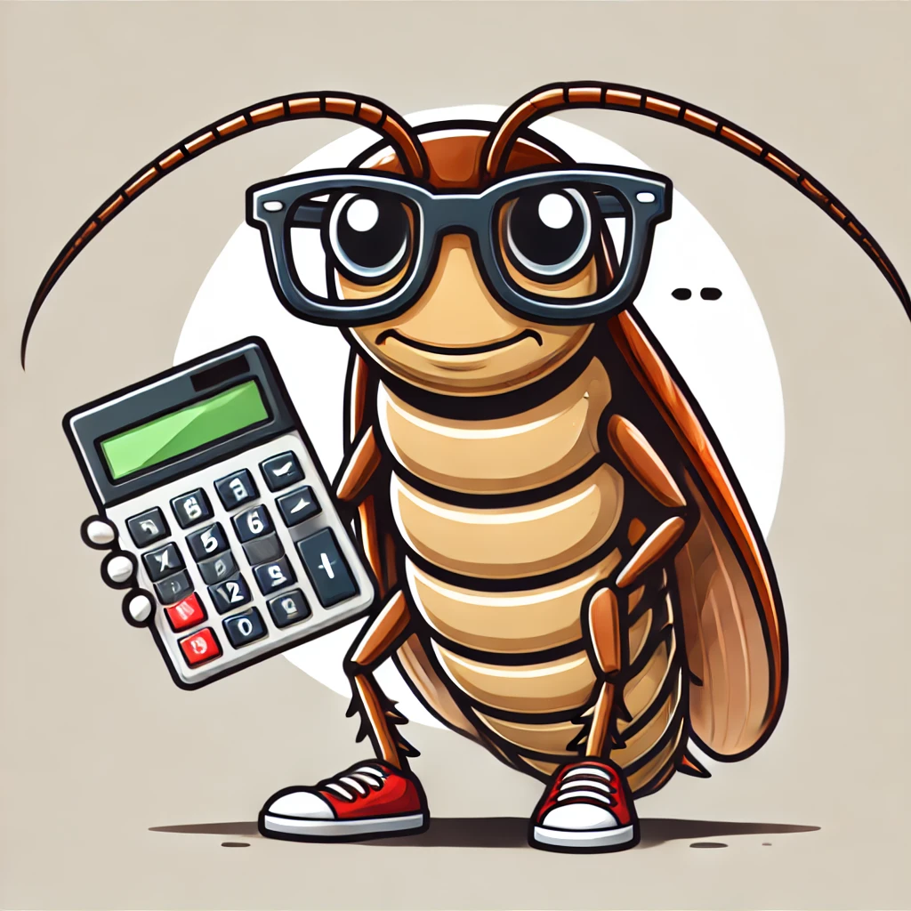 PestMath app icon — a cockroach wearing glasses and holding a calculator